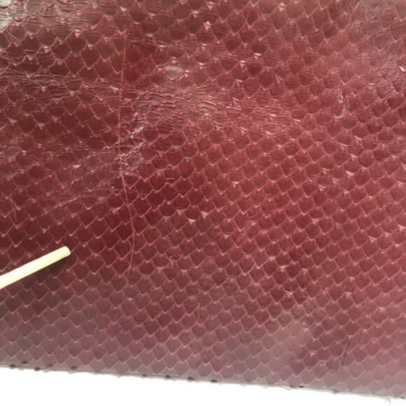 Alberta di Canio NEW Leather Clutch Bag Snake Animal Print Purse Minimalist Red - Picture 14 of 16